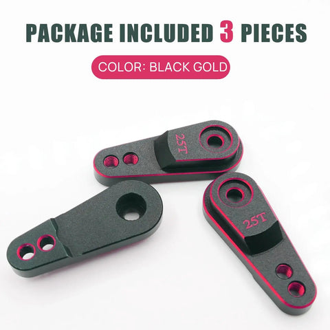 Three-piece black gold Beefy Aluminum Servo Horn 25T Steering Arm Upgrade For Standard Servos Compatible With Traxxas TRX4 Axial SCX10 II SCX10