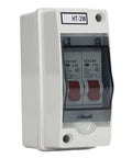 16A DC Miniature Circuit Breaker For DIN Rail Mount 2 Pole Leakage Protector in waterproof box with transparent cover