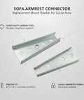 Beefed-Up Heavy-Duty Sofa Armrest Connector Kit with Carbon Steel Snap Buckle Bracket for loose arms, 4.7 x 1.9 x 1.2 inches, silver.