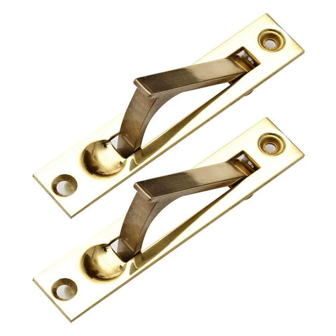 Door Edge Pull Set For Premium Sliding Doors With Spring Return Lever, Modern Style Polished Brass Finish, Durable Edge Pull Hardware, 2 Pack
