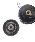 Timing Belt Kit With Drive Belt Tensioner Pulley Idler Fit Chevy Cruze Sonic Epica Buick Regal Steel Build Blocks Wear Long Service Life Keeps Engines Smooth Fix Daily Drivers Saving Cash On Repairs Reliable Choice Order Yours Now, two black metal pulleys