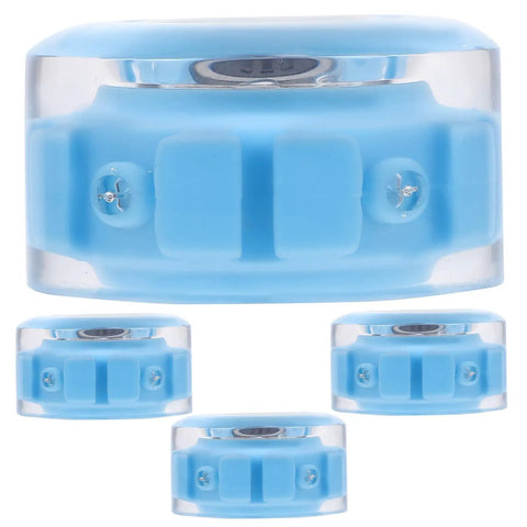 Lit Up Roller Skate Wheels 4 Pack Blue LED Quad Wheels For Outdoor Skating, transparent and luminous with blue core
