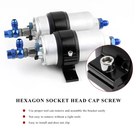 Badass 50mm Aluminum Fuel Filter Mounting Bracket And Lock Tight Fuel Pump Clamp Holder With Thick Rubber Cushion Pad, dual fuel pumps with bracket.