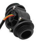 Water Flow Hall Effect Sensor Switch And Flow Meter 1-60 L/min, 5-18V DC, Square Pulse Output, Waterproof, black housing view