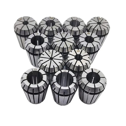 12 Piece ER25 Collet Chuck Set For CNC Engraving And Milling Lathe Tools Pro Grade Hardened Collets, sizes 1/8 to 5/8 inch.