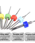 Pro Grade 10 Piece Carbide PCB Drill Bit Set From 0.1mm To 1.0mm For CNC Engraving, Jewelry, And DIY Projects with colored rings