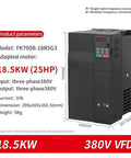 Variable Frequency Drive Inverter For 3 Phase Motors 2.2KW To 22KW 380V VFD With 3 Phase Input And Output Motor Speed Controller Energy Saving And Overload Protection Workhorse, 18.5kW unit