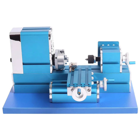 Best 2024 Mini Motorized Lathe Machine 36w For Metal And Woodworking Projects, compact blue tool for precise DIY crafting.