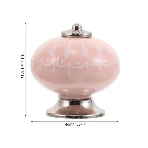 Front view of blush ceramic drawer handle, 4.1cm height, 4cm diameter, part of 4 Pack Handcrafted Blush Ceramic Drawer Handles