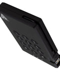 Heavy Duty 500GB Portable External Hard Drive Usb 3.0 showing keypad and connection port for easy access and security.