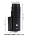 Top Shelf Portable Burr Coffee Grinder Featuring 38mm Stainless Steel Conical Blades And Anti Static Magnetic Cup for easy travel brew sessions.