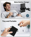 Man using Case Friendly Page Turner Ring Remote For Kindle iPad Kobo Tablets Hands Free Page Flipper With Clip No Bluetooth Needed Quick Clicks To Turn Pages, highlighting mute button design and compact storage bag