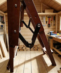 Two Pack 180 Degree Locking Hinges Heavy Duty Folding Lid Supports in wooden workshop setting