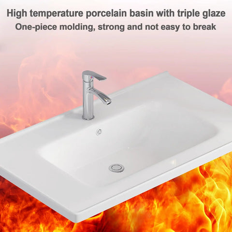 Wall Mounted Bathroom Sink with high temperature porcelain, ceramic material, modern design suitable for kitchen and bathroom