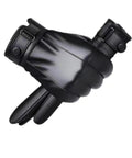 Buttery Soft Leather Gloves For Men With Touchscreen Compatible Fingertips And Plush Cashmere Lining Ride Ready Daily Driver Staple Solid Winter Go To Gear Gift Pick In Sleek Black, showing a hand wearing the glove.