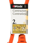 Beefy Outdoor Twelve Gauge Three Conductor STW Vinyl Extension Cord With Three Outlet Power Block Orange Two Foot Heavy Duty Cable