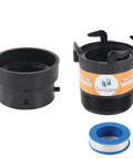 RV Sewer Hose Adapter Kit With 3 Inch Rotating Rigid Bayonet Adapter And Termination Fitting, Includes Male Thread And Hooks, 3 Inch Bayonet Hub Connector For Easy Waste Disposal On The Go. Black ABS 3-inch RV sewer hose adapter parts shown