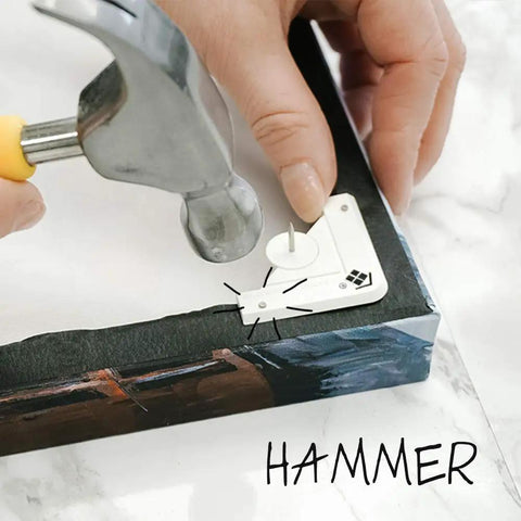 Demonstrating Place And Push Canvas Hangers For Drywall, 20 Pound Capacity, White, Easy Secure Wall Art Hanging System.