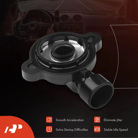 TPS Throttle Position Sensor With 3 Pin Plug For Chevrolet Silverado Suburban Tahoe Impala Camaro Avalanche Astro Blazer Express Venture And More Direct Fit OE Replacement black plastic sensor close-up