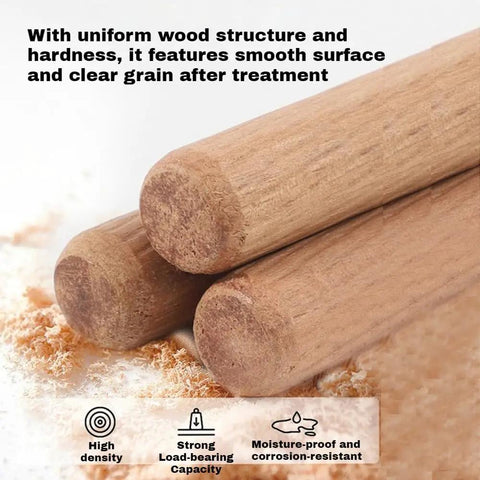 Five Size Hardwood Wood Dowels Set M5 M6 M8 M10 M12 Beveled Ends Fluted Pins For Woodworking Crafts And Furniture DIY Projects