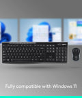 MK270 Wireless Keyboard And Mouse Combo For Windows Two Point Four GHz USB Receiver displayed on Windows 11 background