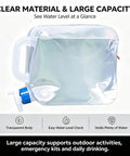 Collapsible 1.3 Gallon Water Container Two Pack BPA Free Camping Water Jug with clear body and spigot for outdoor use