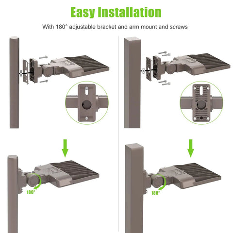 Easy installation steps for Beastly Bright 150W LED Parking Lot Light With Photocell, 22500LM Shoebox Style Outdoor Flood Light