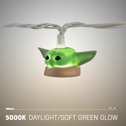 Baby Yoda String Lights The Mandalorian Grogu 10 LED Indoor Outdoor 10 Foot 5000K Cool White Glow Collector Edition detail