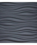Close-up of Dope 3D Leather Wall Tiles Set 6 Pack Black Wave Panels 23.6 Inch Square Each, highlighting black wave design texture.