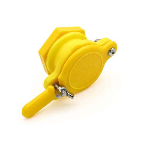 Two Pack Honey Gate Valves For Extractor, Pro Grade Durable Nylon Tap, Yellow, Fits 5 Gallon Buckets, Easy Honey Extraction