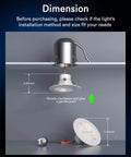Installation process of 4 Pack Smart LED Recessed Lighting 5 To 6 Inch RGB Color Changing WiFi Can Lights with dimensions shown