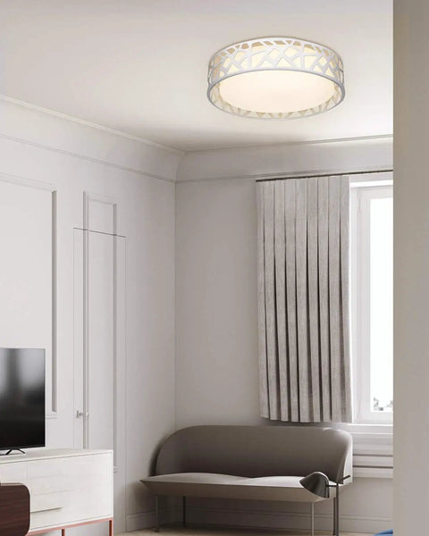 Dope Dimmable LED Flush Mount Ceiling Light Fixture 15W 1600 Lumens in a modern bedroom setting