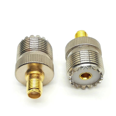 2 Pack SMA Female To PL259 SO239 Coax Adapter For CB Radio And Ham Antennas, Brass Nickel Plated UHF Connector