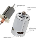 RS550 DC Electric Motor Delivering Sweet Torque And Slick Low Noise Operation Rock Solid Dust Resistant Housing With Standard Mounting. Close-up of motor components.