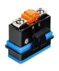 Heavy Duty Four Gauge Awg Marine Grade Inline Mini Anl Fuse Holder Featuring IP65 Sealed Waterproof Housing And Three Badass 80 100 150 Amp Fuses For Your Daily Driver Ride, close-up view.