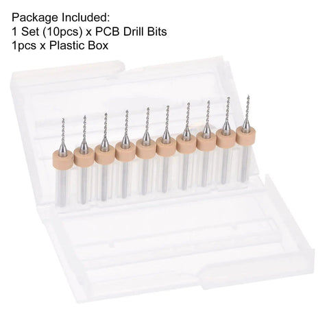 Micro PCB Drill Bit Set With One Eighth Inch Shank And 1mm Solid Tungsten Carbide Bits in plastic box