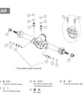 Rear assembly diagram for 3mm Planet Axles With Brass Steering Knuckles For 1/30 Scale Axial SCX30 RC Crawler Upgrade Kit