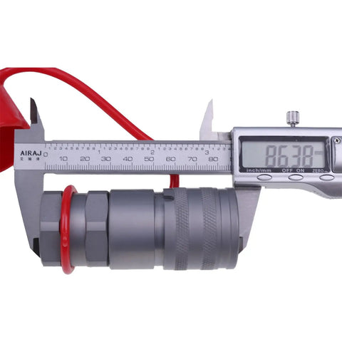 Caliper measuring 1/2-Inch Hydraulic Female Flat Face Quick Coupler 7246790 Bobcat Compatible For Excavators Backhoes