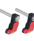 Two Pack Woodworking Quick Clamp Set With Stainless Steel Bench Dogs, desktop clamp 19mm opening and quick release shown in close-up