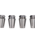 Durable Spring Steel ERG16 Collet Chuck for Boring Milling and Reaming Tasks shown in four angles, ideal for rotary tools and hobby projects.