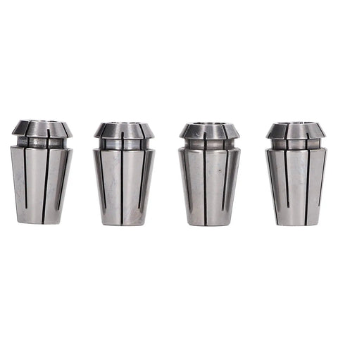 Durable Spring Steel ERG16 Collet Chuck for Boring Milling and Reaming Tasks shown in four angles, ideal for rotary tools and hobby projects.