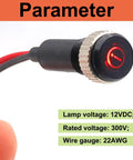 Blue LED Indicator Light For Dash Dope High Beam Signal, 12V Automotive Metal Indicator Lamp With 8 Inch Wire, 5/16 Inch Mount Hole