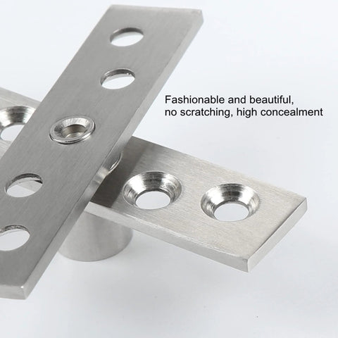 Close-up of 2 Pack Hidden Door Pivot Hinges Solid Stainless Steel Concealed Hinges for Bookcase and Secret Doors 270 to 360 Degree Rotation Smooth Operation Countersunk Design Revolving Door Hardware Medium
