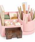 Go To Desk Organizer With Drawer And Pen Holder For Home Office Pink Modern Desktop Storage Box Office Supplies Organizer