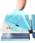 Soft Close Cabinet Hinges Two Pack Heavy Duty 180 Degree Glass Door Hinge shown with blue protective film being removed