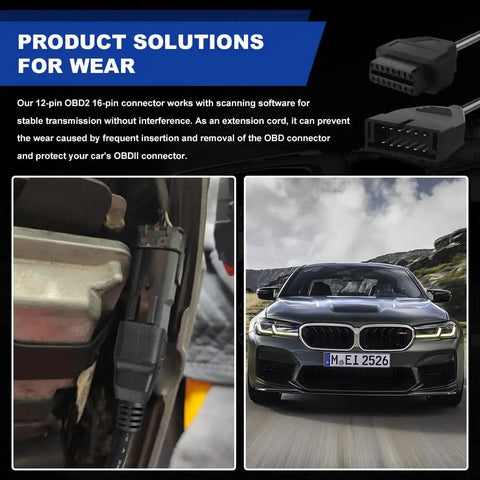 Plug And Play OBD1 To OBD2 Adapter Cable For Scan And Diagnostics OBD1 Scanner To OBD2 Converter Universal 12 Pin To 16 Pin Socket.