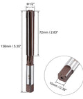 Half Inch Hand Reamer H8 Precision Tool Steel With 6 Flutes Straight Shank Milling Cutter, dimensions displayed