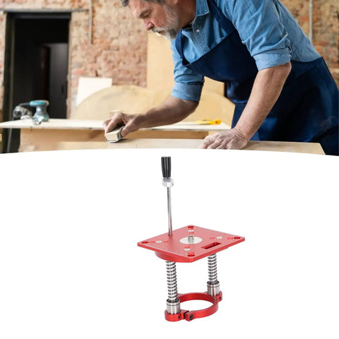 Adjustable Router Table Lift System With Aluminum Insert Plate For Engraving And CNC Fine Processing Pro Grade DIY Friendly Woodworking Setup Wide Application Easy Clamping Anodized Durable Metal Build, red aluminum lift on router table