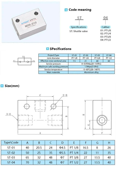 Rock Solid Pneumatic Shuttle And Logic Control Valve Fitting Ranging From One Eighth To Half Inch Threading Designed For Kickass Air Pressure Management And Smooth Industrial Operation Without Any Fuss ST Two Model
