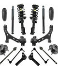 No Drama Straight Swap 16Pc Suspension Kit With Control Arm Ball Joint Tie Rod Sway Bar Link Shock Strut And Hub Assembly For 2010 Ford Mustang showing components layout.